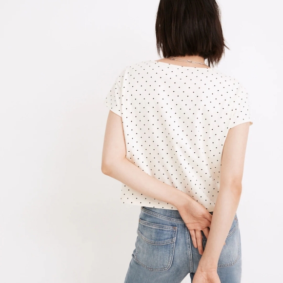 Madewell Cap-Sleeve Boxy Tee In Polka Dot Sz.S - Picture 3 of 9